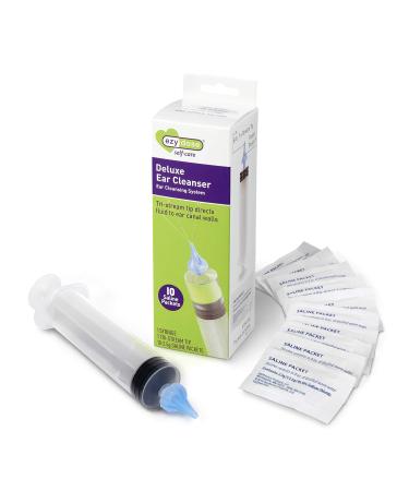 Ezy Dose Ear and Ear Wax Cleaner for Humans, Includes 10 Saline Packs, Syringe with Tri-Stream Tip, Safe and Antibacterial Syringe and Saline