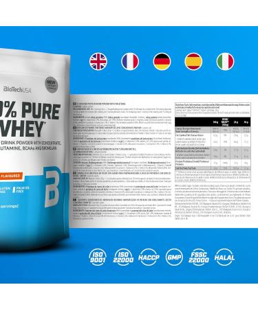 Biotechusa 100% Pure Whey Protein Powder - 21g Protein BCAA & Glutamine - Gluten-Free Palm Oil-Free - Salty Caramel Flavor - 454g - Buy Online on GoSupps.com