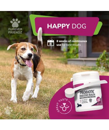 Chicken & Bacon Flavour Probiotic Powder for Dogs | Digestive Supplements by Furever Friendz | Gluten & Dairy-Free | 100g - Buy Online on GoSupps.com