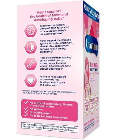 Enfamil Enfamom Prenatal Vitamin & Mineral Supplement with Calcium, Vitamin D, Vitamin C, Omega 3 DHA - 90 Softgels - Buy Online on GoSupps.com