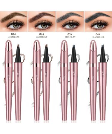 Magic Eyebrow Pencil 4 Tips Eyebrow Pen 3D Waterproof Long Lasting Eyebrow Pencil for Natural Makeup Makeup Tools (Grey) - Buy Online on GoSupps.com