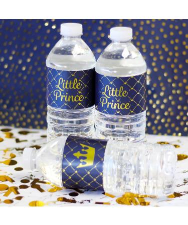 Royal Prince Baby Shower Water Bottle Labels - 24 Shiny Foil Stickers - Buy Online on GoSupps.com