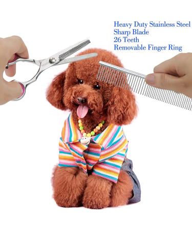 GEMEK Pet Grooming Scissors Set - Professional Stainless Steel Trimmer Kit for Cats and Dogs - 7.5 inch Straight, Thinning, and Curved Scissors with Grooming Combs - Buy Online on GoSupps.com