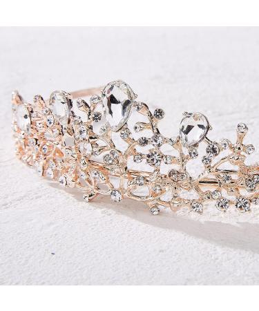 AW BRIDAL Rose Gold Multi-Colored Wedding Tiara for Women - Crystal Princess Crown for Bride, Prom and Parties - Buy Online on GoSupps.com