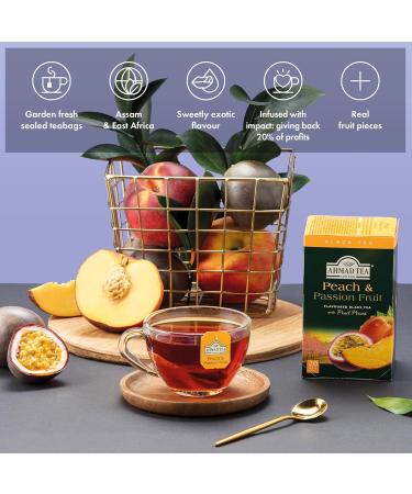Ahmad Tea Peach & Passion Fruit Black Tea 20-Count Boxes (Pack of 6) - Buy Online on GoSupps.com
