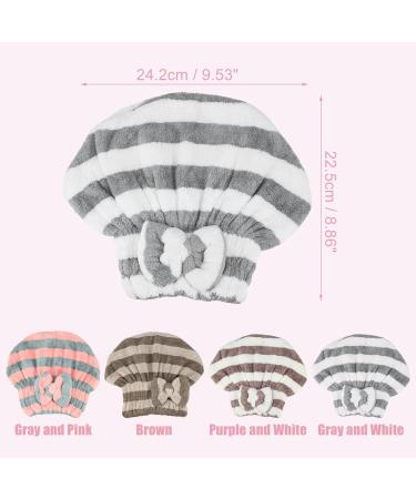 VOCOSTE Coral Fleece Hair Drying Towel Cap | Lightweight Absorbent Hair Drying Solution | Perfect for After Bath Use | Gray & White - Buy Online on GoSupps.com