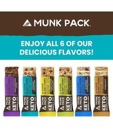 Munk Pack Keto Granola Bars - Gluten, Grain & Soy Free | Nutritional Snacks for Kids & Adults | Chewy, Delicious Plant Based Bars | No Sugar Added, On the Go Lunch Snacks - 6 Pack Variety Pack - Buy Online on GoSupps.com