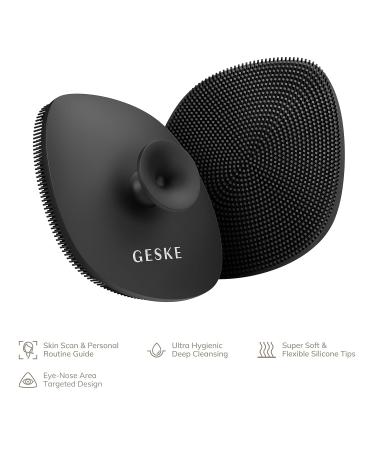 Geske SmartAppGuided 4-in-1 Facial Brush | Silicone Cleaning Device for Professional Skin Care | Soft Handle & Effective Cleaning in Gray - Buy Online on GoSupps.com