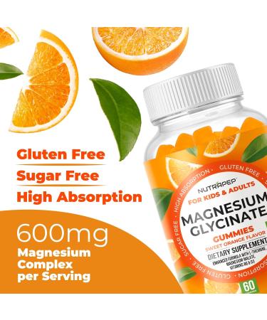 Magnesium Glycinate Gummies for Kids & Adults Women & Men - Sugar Free Gluten Free Non-GMO Vegan Chewable Supplement 60 Count (Pack of 1) - Buy Online on GoSupps.com