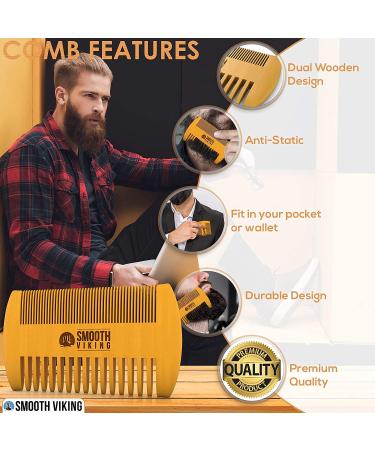 Natural Boar Bristle Beard Brush and Comb Set for Men - Facial Hair Care Gift - Mustache Grooming Tools - Buy Online on GoSupps.com