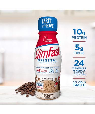 SlimFast Meal Replacement Shake  Original Cappuccino Delight  10g of Ready to Drink Protein for Weight Loss  11 Fl. Oz Bottle  4 Count Cappuccino Delight 4 Count (Pack of 1) - Buy Online on GoSupps.com