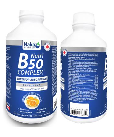 Naka Platinum Nutri B 50 COMPLEX Superior Absorption 40 day supply Extra Bonus Size - 600 ml (500 ml + 100 ml FREE)
