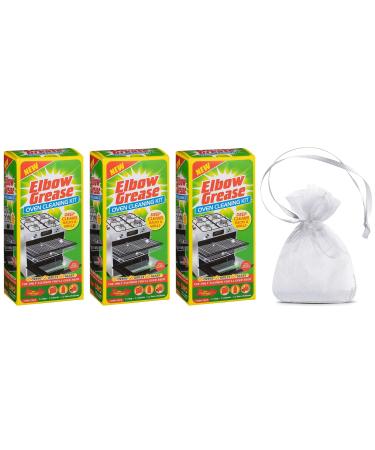 Elbow Grease Oven Cleaning Kit 500ml (Set Contains: 1 x Bottle 1 x Bag 1 X Pair of Gloves) 3Pk + Our Gift for You: Organza Bag Size: 9x7x0.1cm