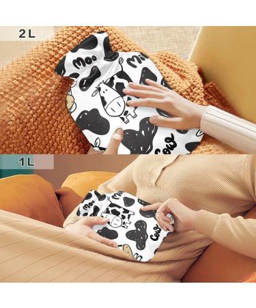 Hot Water Bottle with Cow Cover - 2L Pain Relief Hot Pack for Women & Adults - International Shipping Available - Buy Online on GoSupps.com