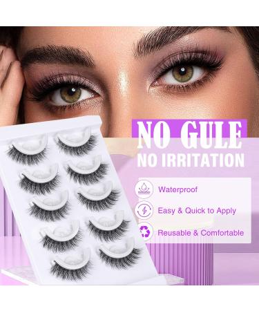 Self Adhesive Eyelashes | No Glue Needed | Natural Wispy Faux Mink Lashes | Reusable & Fluffy | Includes Lash Clip & Tweezers - 85-B - Buy Online on GoSupps.com