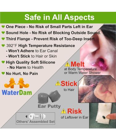 Waterdam Swimming Earplugs - Waterproof Ultra-Comfortable Prevent Swimmer's Ear | Size 2 & 3 for Men (Green) & Women/Teenagers (Blue) - Buy Online on GoSupps.com