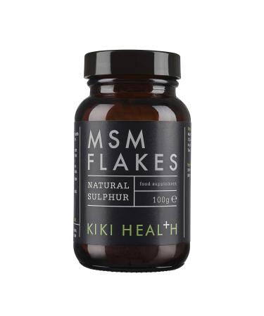 KIKI Health Natural MSM Flakes Supplements - Pure Organic Sulphur for Joints Skin Hair & Nails - No Additives Easy Formulation - 99.9% Purity - Water-Soluble Gluten-Free & Vegan-Friendly MSM Flakes Unflavoured 100 g (Pack of 1)