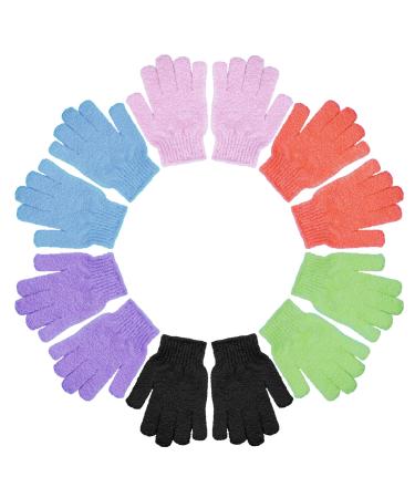 6 Pairs Exfoliating Bath Gloves Mitt Body Scrubber for Shower Spa Massage Dead Skin Remover Bathing Accessories Women Men