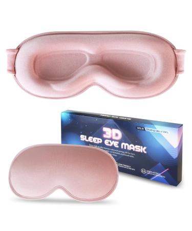 Sleep Mask Upgraded 3D Deep Contoured Eye Mask for Sleeping No Pressure Eye Covers 99% Block Out Light Eye Mask with Adjustable Elastic Strap for Sleeping Yoga Traveling (1pc Pink)