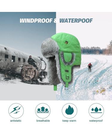 Winter Trapper Hat with Faux Fur Aviator Design | Green | Unisex | Large-X-Large - Buy Online on GoSupps.com