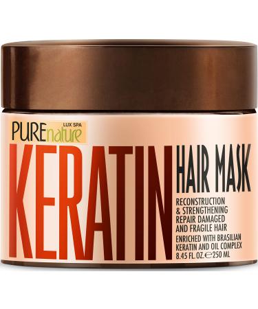 PURE NATURE LUX SPA Keratin Hair Mask - Hydrating and Moisturizing Treatment for Dry  Damaged Hair and Split Ends - Deep Conditioner Repair Products for Women - Ideal for Curly and Frizzy Hair