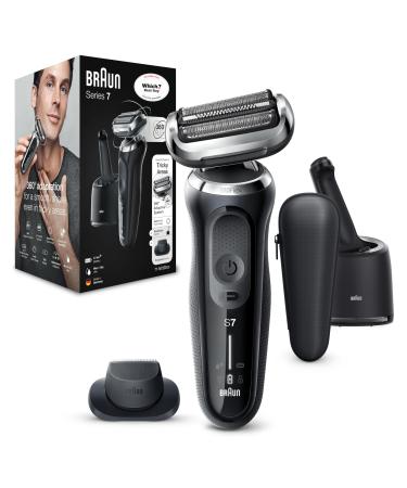 Braun Series 7 Electric Shaver for Men with Precision Trimmer & SmartCare Center Cordless Foil Razor Wet & Dry 100% Waterproof UK 2 Pin Plug 70-N7200cc Black Razor Single S7 70-N7200