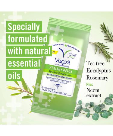 Vagisil Healthy Detox Wipes with Essential Oils - 20 Wipes/Pouch (Pack of 3) - Buy Online on GoSupps.com