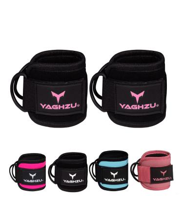 YAGHZU Ankle Strap for Cable Machine - Padded Ankle Cable Attachments for Gym - Adjustable Leg Straps for Working Out - Ankle Cuffs for Cable Machine - Kickback Ankle Straps for Glute Workouts Single Black and Pink