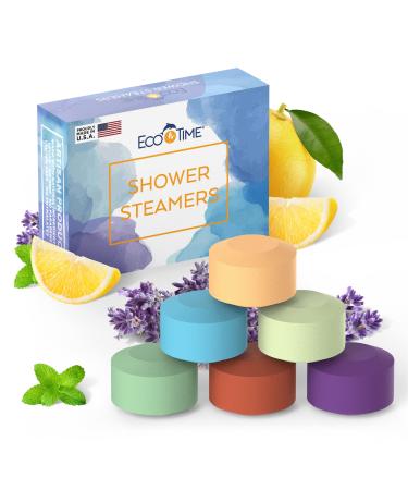 Eco Time Handmade Shower Steamers Essential Oil Shower Fizzies - Vapor Shower Tablets and Shower Melts Use for Relaxing  Vaporizing Steam Spa and Stress Relief - Bath Gift | Pack of 6 6 Count (Pack of 1) 6 Melts Scents