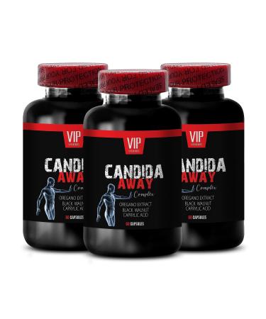 black walnut extract pills aloe vera leaf extract caprylic acid immune booster - CANDIDA AWAY COMPLEX - gut flora complex standard process wormwood supplement organic - 3 Bottle 180 Capsules