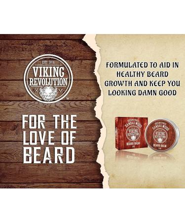 Viking Revolution Beard Balm with Sandalwood Scent - 2oz Leave-In Conditioner for Men with Argan & Jojoba Oils - Buy Online on GoSupps.com
