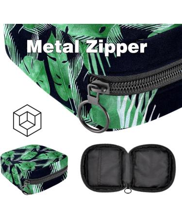Menstruation Pad Bag with Zipper - Stylish Women's Napkin & Tampon Bag - Tropical Green Leaf Design - Buy Online on GoSupps.com