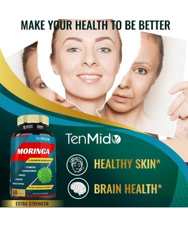 2 Packs Moringa Capsules 4 Months Supply with Turmeric Ashwagandha Ginger Licorice Black Pepper | Immune Support Energy Booster | Oleifera Leaf Herb Supplements - Buy Online on GoSupps.com