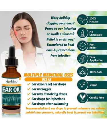 Organic Ear Oil for Infections - Natural Eardrops for Swimmer's Ear, Wax Removal & Pain Relief - Made in USA - Buy Online on GoSupps.com