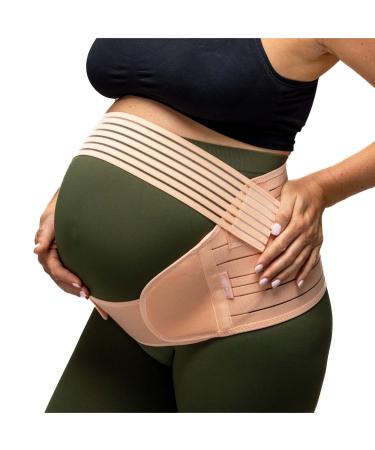BABYGO 4 in 1 Pregnancy Support Belt Maternity & Postpartum Band - Relieve Back Pelvic Hip Pain SPD & PGP inc 40 Page Pregnancy Book for Birth Preparation Labour & Recovery L Nude Nude L: 14-16 90cm - 120cm