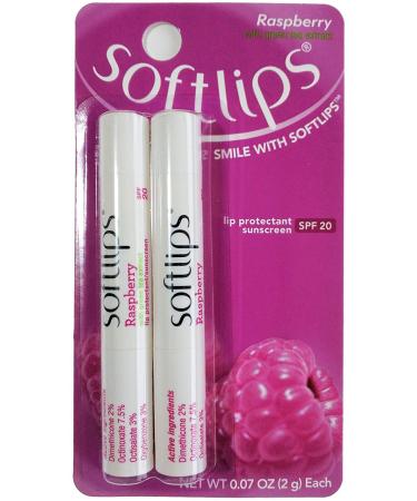 Softlips Lip Protectant sunscreen SPF 20  Raspberry with Green Tea Extract 2 ea