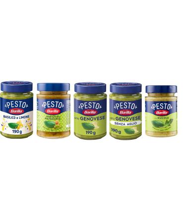 Test package Barilla Pesto 5x 190g Pesto with basil made from sustainable agriculture + Italian Gourmet polpa 400g