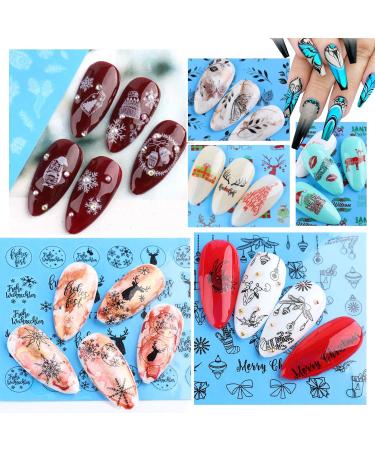 48 Sheets Christmas Water Transfer Nail Art Stickers Women Nail Decals for Gel Nails Butterflies Santa Claus Christmas Tree Elk Snowflakes - Buy Online on GoSupps.com