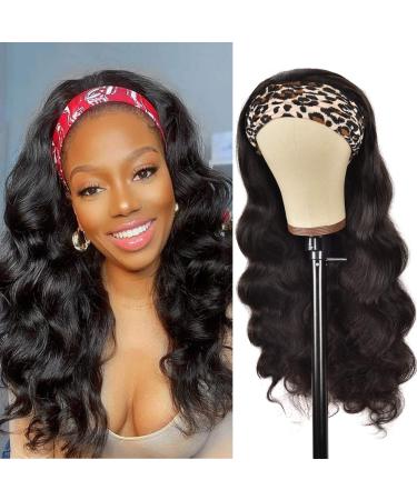 Headband Wig Body Wave Human Hair Wigs for Black Women Glueless None Lace Front Wigs 150% Density Brazilian Human Hair Wigs Machine Made Headband Wigs Natural Color(14 Inch (Pack of 1)  headband body wigs) 14 Inch (Pack ...