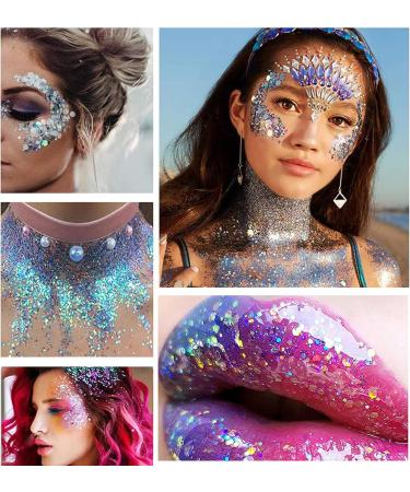 Yeweian Gold Body Glitter Gel - Liquid Holographic Chunky Glitter for Face, Lips, Eyes, Nails, and Hair - Festival Rave Accessories - 50g - Buy Online on GoSupps.com