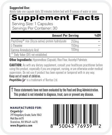Organixx Clean Sleep 3D Melatonin Free Sleep Supplement with L Theanine GABA and Peptides to Promote Relaxation and Sleep Support Vegan Formula Dairy Soy & Gluten Free Non GMO 30 Capsules - Buy Online on GoSupps.com