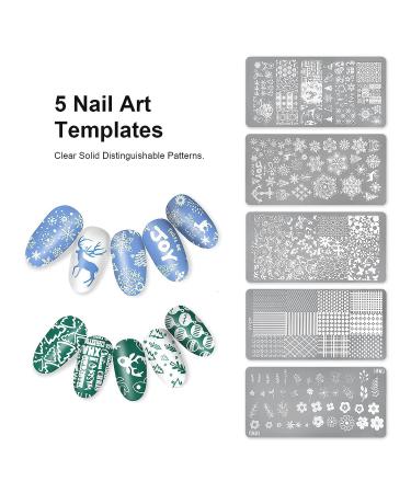 SAGEBIO Clear Silicone Nail Art Stamper Set with 5 Plates - DIY Manicure Tool for Transparent Stamping Jelly Nails - Buy Online on GoSupps.com