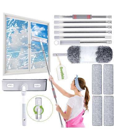 4 In 1 Window Cleaning Equipment 360 Rotation Window Cleaning Kit Expandable 25-275cm Telescopic Window Cleaner with 4 Window Wipes 1 Duster Window Cleaning Pole Cleaning Indoors and Outdoors - Buy Online on GoSupps.com