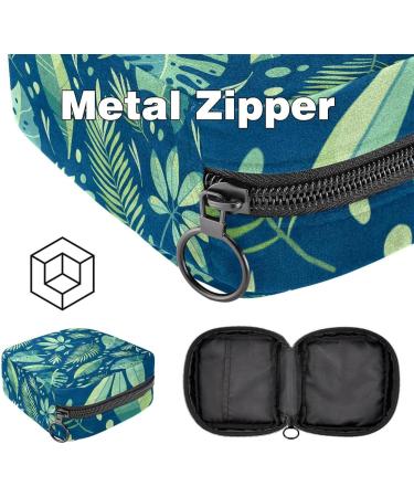 Stylish Menstruation Pad Bag with Zipper - Tropical Palm Green Design | Women's Napkin & Tampon Organizer - Buy Online on GoSupps.com