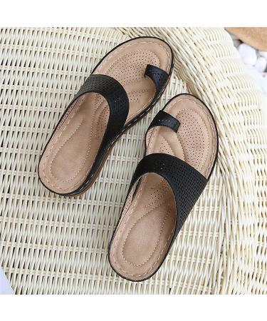 EEUK Women's Arch Support Orthotic Sandals - Black, Size 39 EU | Comfortable Platform Wedge & Flip Flops for Dressy/Casual Summer - Buy Online on GoSupps.com