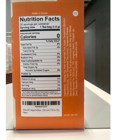 OSULLOC Tangerine Blossom Tea (Refreshing Tangerine Flavor) Premium Blended Tea from Jeju Tea Bag Series 20 count 1.06 oz 30g Tangerine Blossom 20 Count (Pack of 1) - Buy Online on GoSupps.com