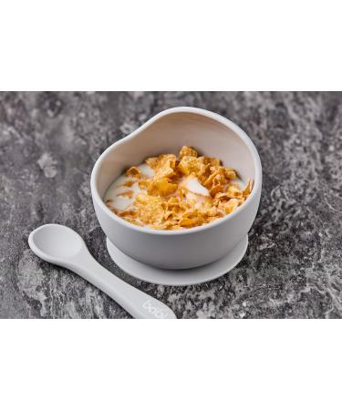 Babi Baby Toddler Suction Bowl & Spoon Set | 100% Food Grade Silicone | Stay Put Suction | Grey Color - Buy Online on GoSupps.com