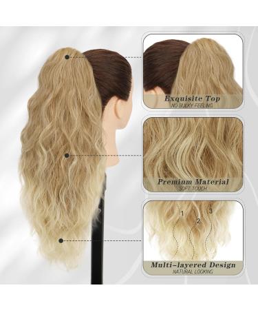 BARSDAR Blonde Ponytail Extension - 18 Inch Long Curly Wavy Claw Clip Hairpiece for Women - Synthetic Multi-layered Ponytail Extension in Buttery Blonde Ombre Beige - Ideal for Daily, Party, Halloween - Buy Online on GoSupps.com