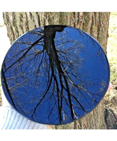 Ornament Black Crystal Mirror with Holder Natural Obsidian Quartz Stone Circular Slice Slab Coaster (Size : 15cm)