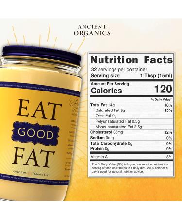 Organic Grass Fed Ghee Butter | Ancient Organics | 32 Fl Oz (Pack of 3) | Gluten Free & Lactose Reduced | USDA & Kosher Certified - Buy Online on GoSupps.com
